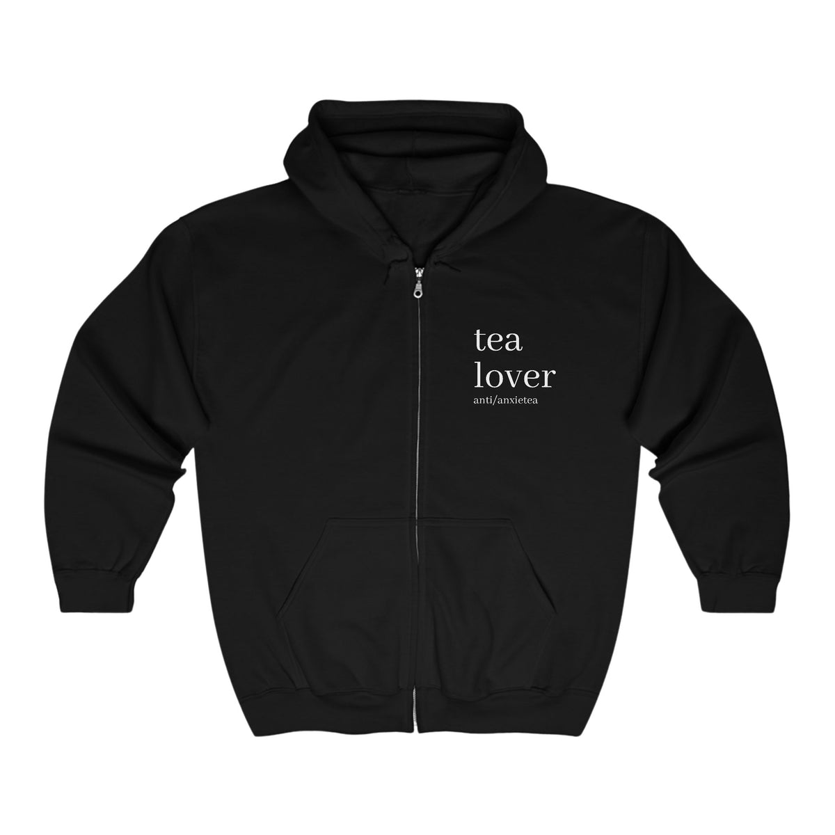 Anti/Anxietea Black Zip Hoodie : Tea Lover