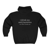 Anti/Anxietea Black Zip Hoodie : Tea Lover