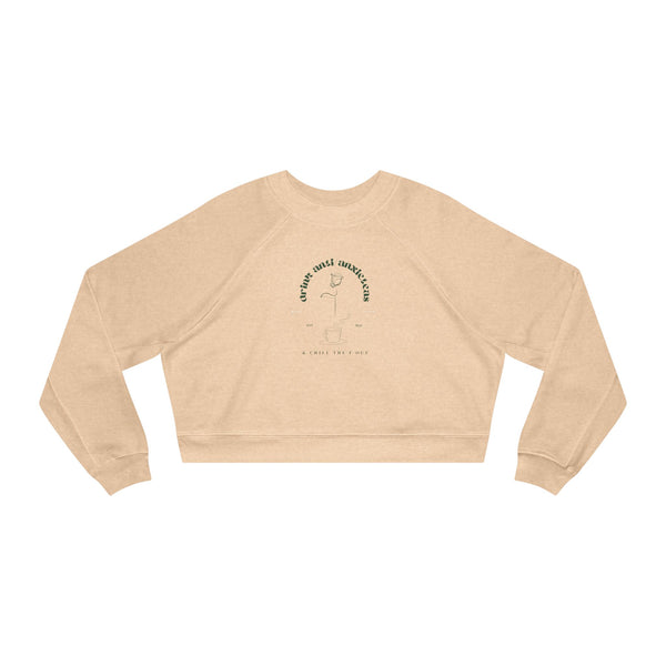 Chill the F Out Cropped Fleece Pullover - anti/anxieteas est 2024